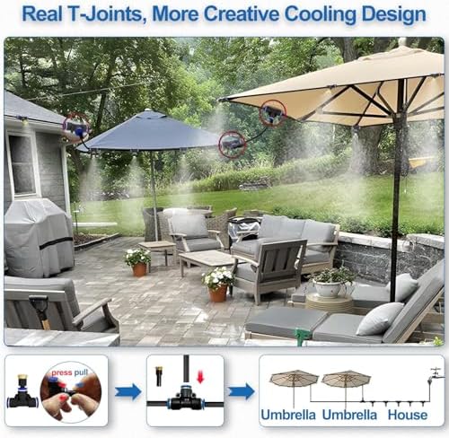 misters for outside patio, 65ft|20m outdoor water misting, side view