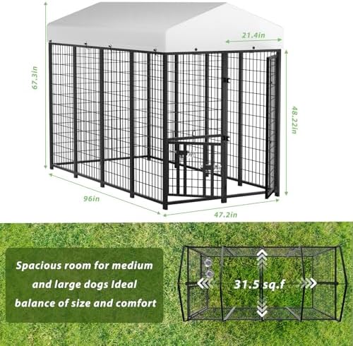 lovmor 8' x 4' outdoor dog kennel with shown in use
