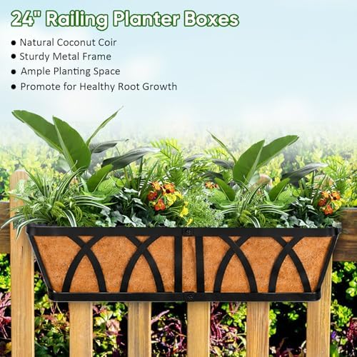 lchuang deck railing planter window box - 3 shown in use