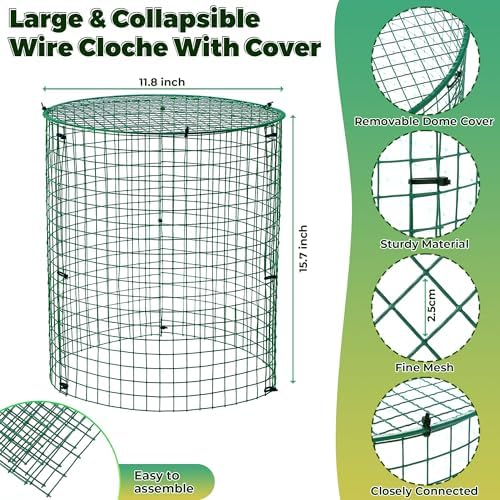 hiboom 6 pack garden plant protectors from animals showing dimensions