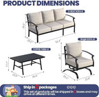 kullavik 4 piece metal outdoor patio furniture set, package contents
