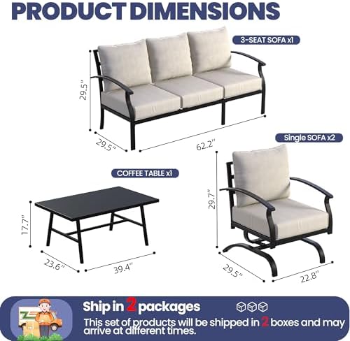 kullavik 4 piece metal outdoor patio furniture set, package contents