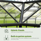 amerlife 12 x 10 x 8-ft hybrid polycarbonate showing dimensions
