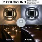 AGPTEK Solar Driveway Lights Outdoor 12 Pack, 2 Color Modes LED Deck Dock | Marine Waterproof Driveway Marker Lights for Step Sidewalk Stair Garden Pathway Walkway Yard (Warm White/Cool White)