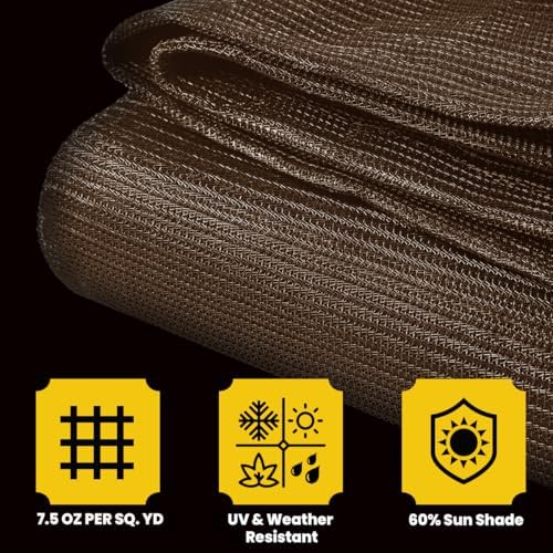 core tarps 60% brown shade cloth with grommets showing dimensions