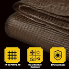 core tarps 60% brown shade cloth with grommets showing dimensions
