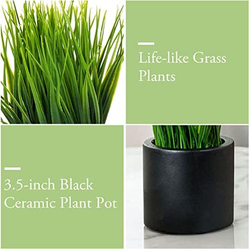mygift tabletop artificial grass plants decorative faux greenery shown in use