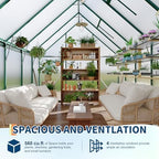 8'x10' aluminum-framed polycarbonate greenhouse, heavy duty polycarbonate greenhouse, close-up detail