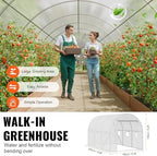 vevor walk-in tunnel greenhouse, 9.6x6.4x6.2 ft hoop house showing dimensions