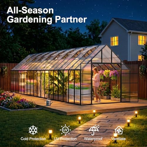 36x10x10 ft extra large greenhouse for outdoors, heavy, front angle view