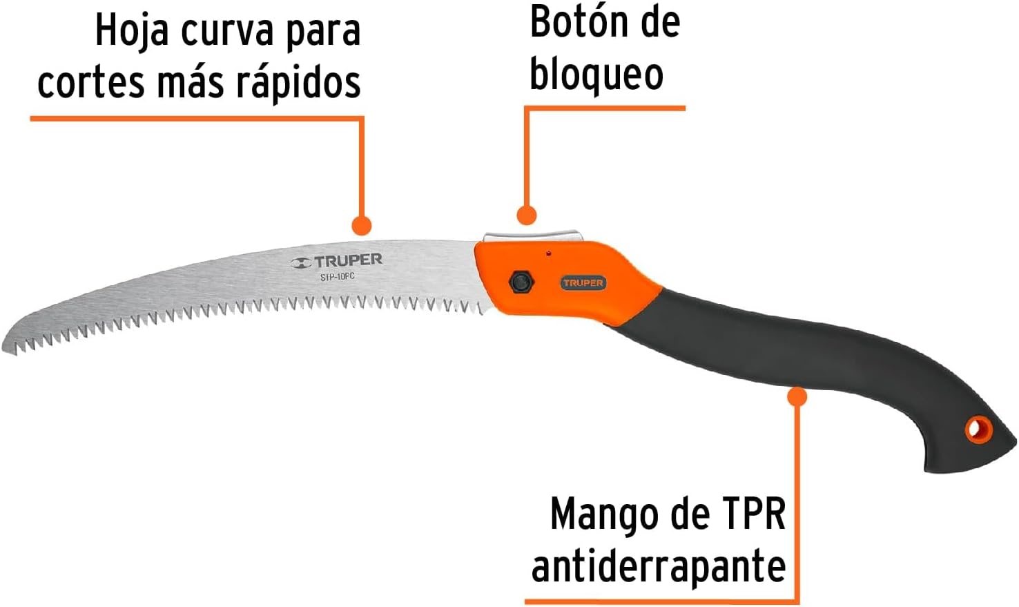 Folding saw 10 ', curved blade