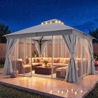 lausaint home 12x12 gazebo canopy with netting, curtains, view 9