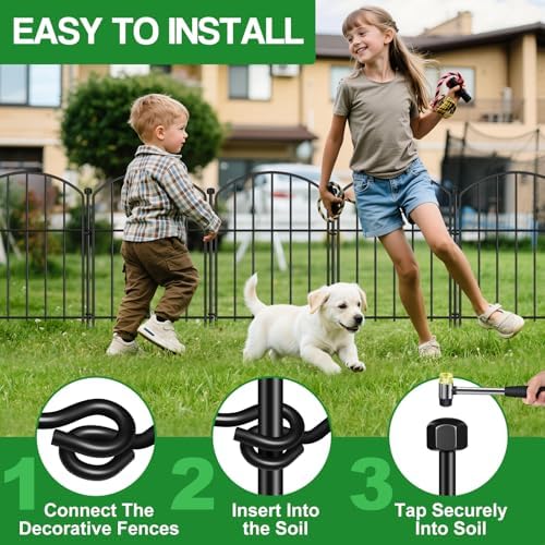 decorative garden fence, 25-pack no dig animal barrier, close-up detail