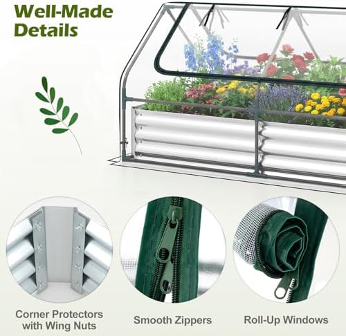 s afstar raised garden bed with cover, 6ft showing dimensions