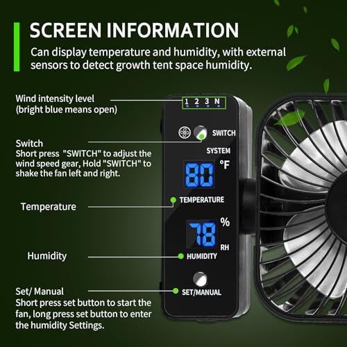 4" grow tent clip fan, 4-speed airflow, 90°, package contents