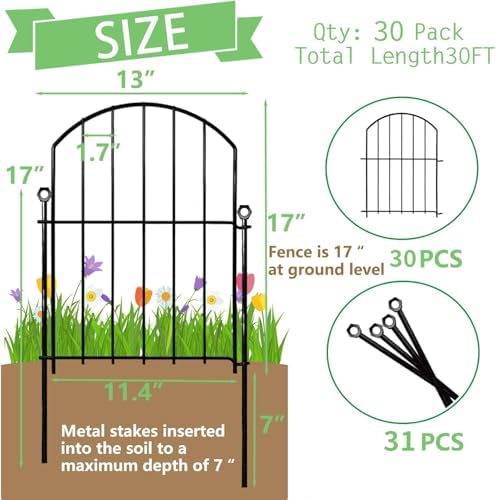 decorative garden fence, 17in (h) x 30ft(l) no shown in use