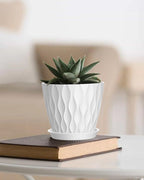 6 Inch Plant Pots, 6 Pack Indoor Flower Pots, Planters with Drainage Holes and Trays for Orchids, Violets, Succulents, Herbs, and Other Plants,White