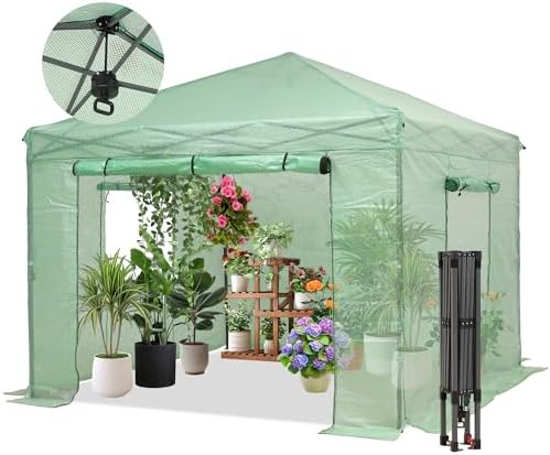 gdy 8x8ft instant pop-up greenhouse, walk-in plant gardening, main product view