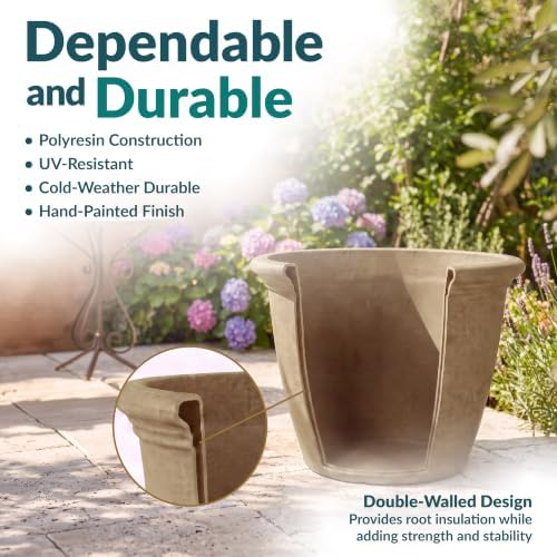 sunnydaze anjelica 15.25'' large plastic planter pot for shown in use