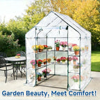 sungift walk-in greenhouse kit, upgraded pvc clear, 57x61x80 on a desk or shelf