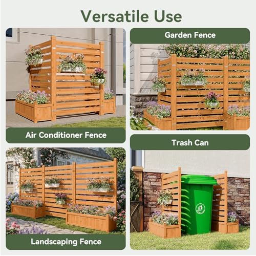 aoxun air conditioner fence, 3-panel wood privacy screen, package contents