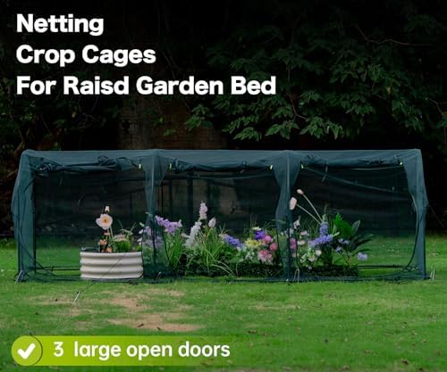 poray large 12.3x4ft tunnel plant netting cover,4.1ft tall showing dimensions