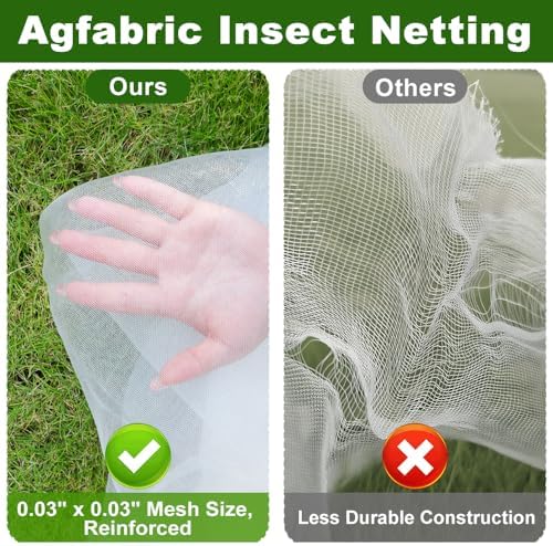 agfabric garden netting 9.8x 49.2 ft insect pest, side view