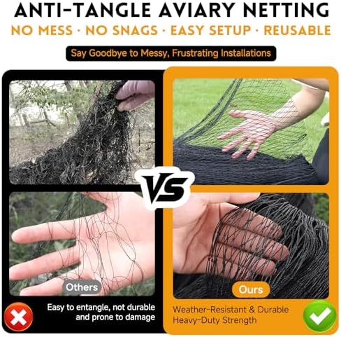 heavy duty bird netting for garden with 1", side view