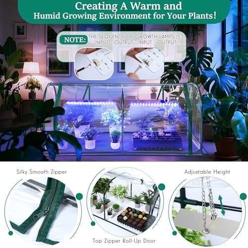 meonum mini greenhouse with grow light, 51.18 "l, package contents