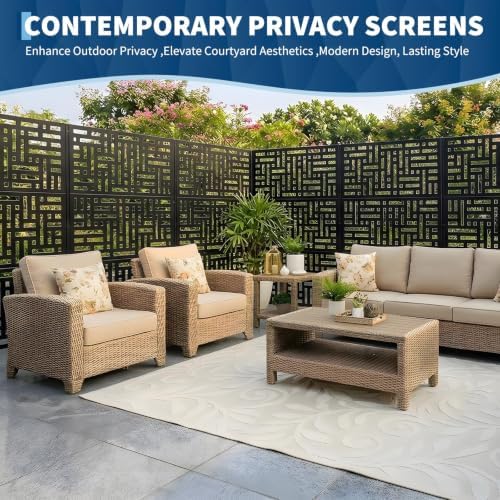garvee metal privacy screen outdoor, 72"h×47"w balcony patio showing dimensions