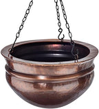 h potter hanging planter - antique copper finish, close-up detail