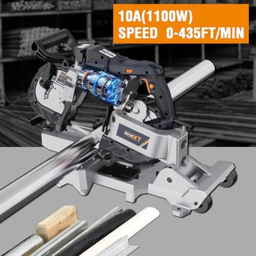 maxxt 2-in-1 band saw with table saw base, close-up detail