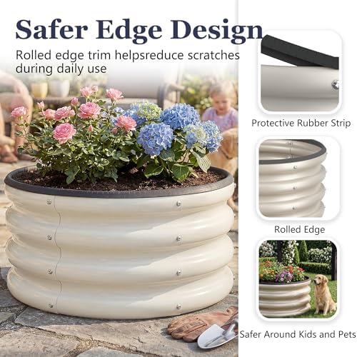 round galvanized raised garden bed kit, 3 pcs on a desk or shelf
