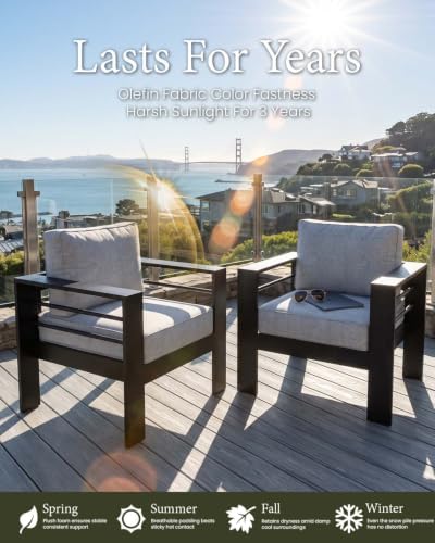 layinsun outdoor aluminum furniture set with fire pit, side view