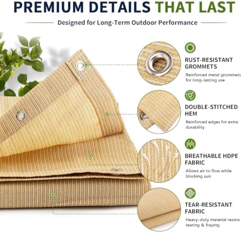 90% outdoor sun shade cloth, 10’ x 12’, package contents