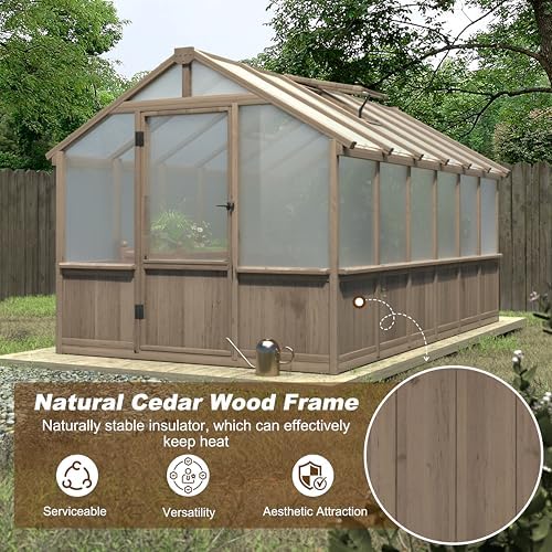 mupater 8' x 12' outdoors walk-in greenhouse, wood on a desk or shelf