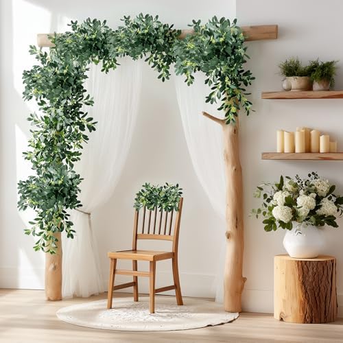artificial eucalyptus stems, 18.5" realistic fake greenery branches, side view