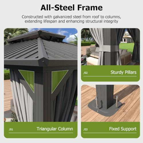 14x10ft hardtop gazebo gray, package contents