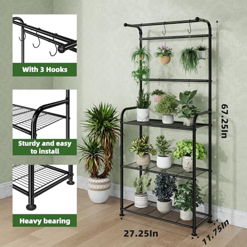ekisemio plant stands outdoor with hooks, metal tall, package contents