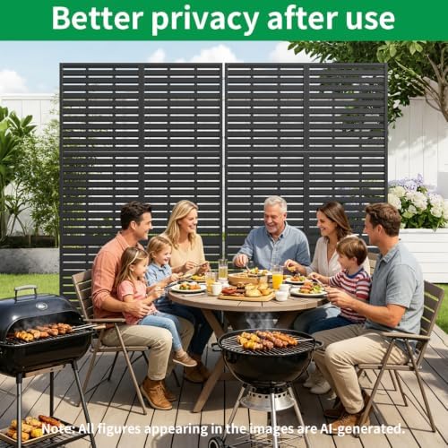 privacy screen for patio, outdoor freestanding metal privacy, close-up detail