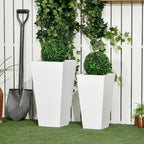 outsunny 2-pack outdoor planter set with drainage holes shown in use