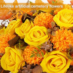 fall cemetery flowers for grave fall saddle flowers, front angle view
