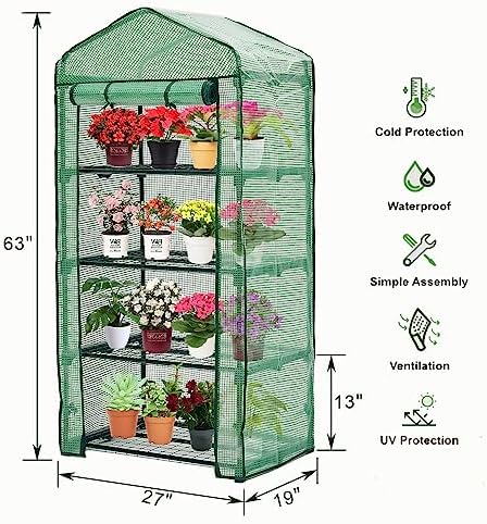 purlyu mini greenhouse for indoor outdoor,plant green house, side view