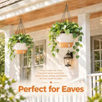 zmtech large 12inch self watering hanging planter, water shown in use