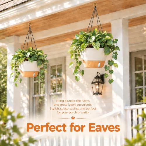 zmtech large 12inch self watering hanging planter, water shown in use