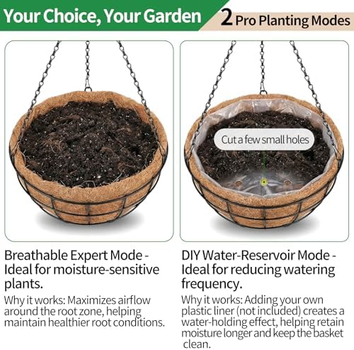 16 inch hanging planters for outdoor plants, 2 showing dimensions