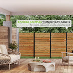 wood privacy fence screen outdoor privacy panels ac, front angle view