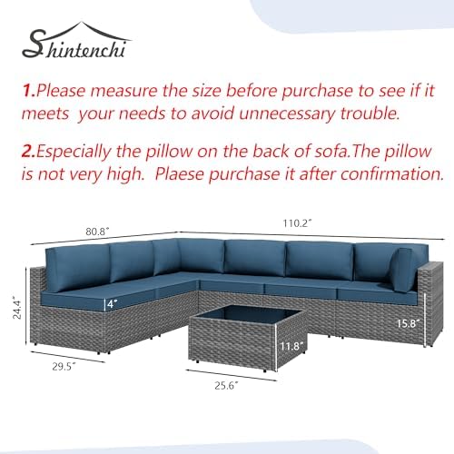 shintenchi 7 pieces outdoor patio furniture sets, patio, side view