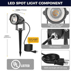 L LOHAS LED 5W Dusk to Dawn Outdoor Lighting, Auto On/Off 6000K Landscape Outdoor Spotlight, IP66 Waterproof Plug in Spot Lights for Yard, Garden, House, Pathway, Plant, UL Listed (1 Pack)