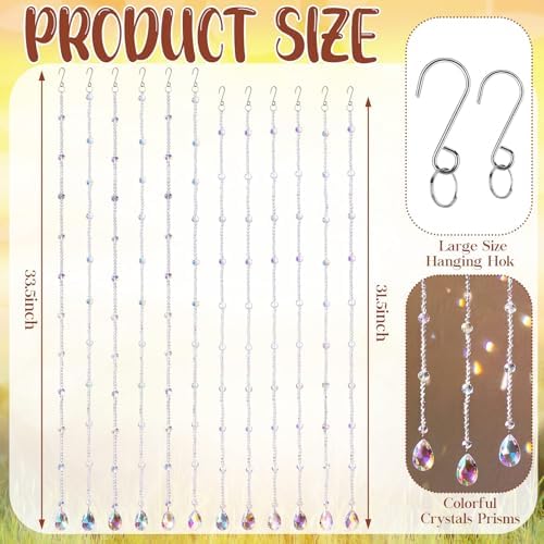 suncalla 12 pcs crystal garland strands colorful crystals, close-up detail